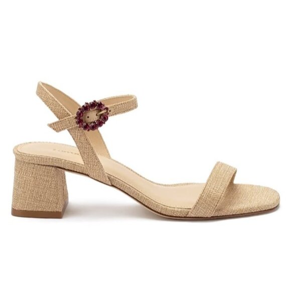 Larroude Selena 45MM Raffia Block-Heel Sandals Size 7 - Picture 3 of 14